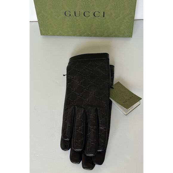 Gucci GG Women's Nappa Leather Gloves Black Size 10 Made in Italy 434211 NWT - Picture 10 of 15
